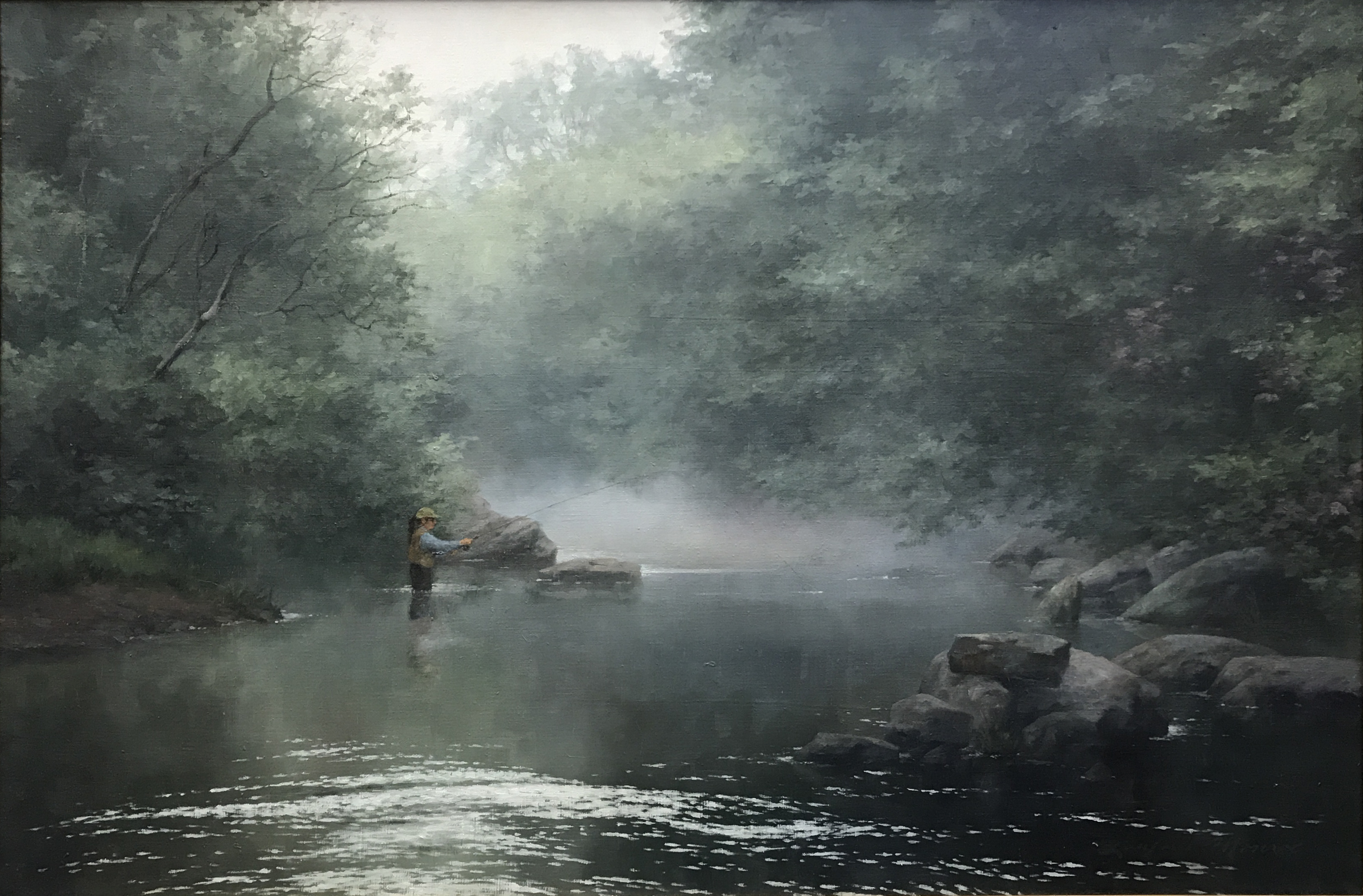 Woman Fly Fishing in the Morning Mist American Museum Of Fly Fishing