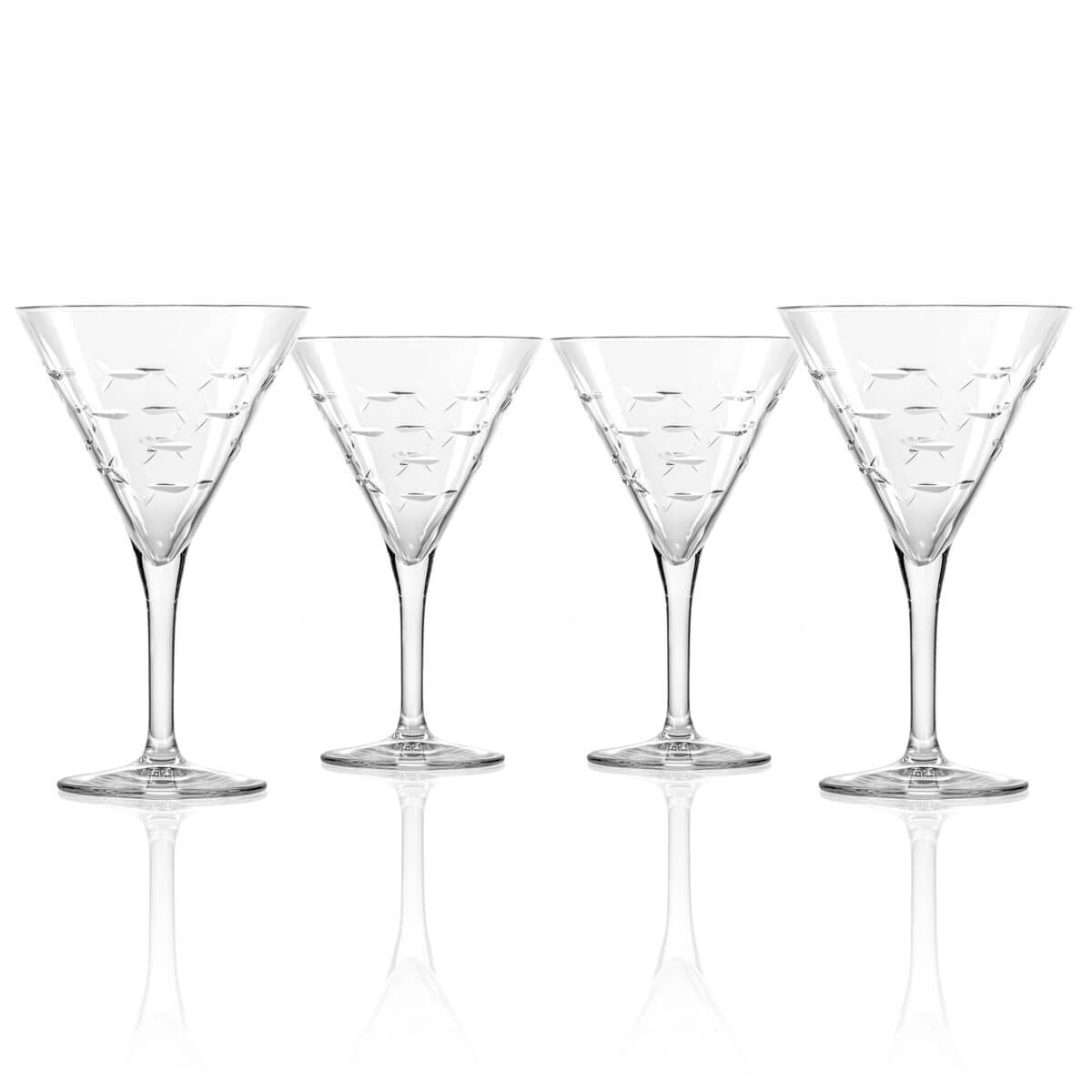 School of Fish 7.5oz Martini Set of 4* - American Museum Of Fly