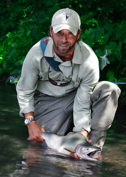 Matt Smythe poses with a salmon.