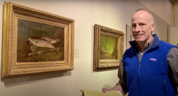 Fred Polhemus conducts a virtual tour of the museum's art exhibition.