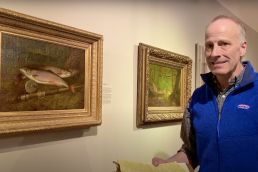 Fred Polhemus conducts a virtual tour of the museum's art exhibition.