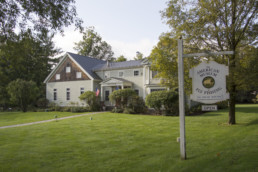 The museum exterior on a partly sunny morning.