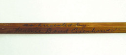 A portion of Dwight Eisenhower's bamboo fly rod with the inscription 