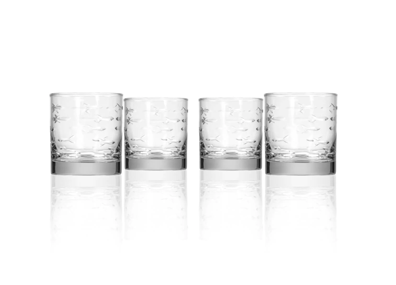 School of Fish 8.5oz Stemless Champagne Flute | Set of 4 | Rolf Glass