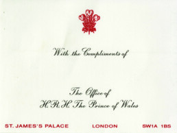 With the compliments of the office of HRH The Prince of Wales.