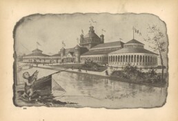 A drawing of the Fish and Fisheries Building at the 1893 Columbian Expo, aka the 1893 World's Fair.