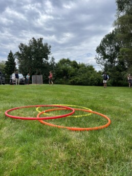 A closeup of the hoops used during the casting competition.